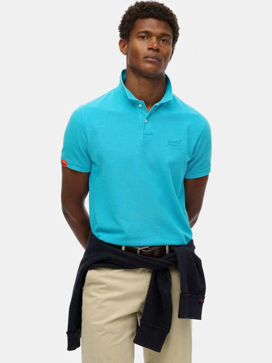 Superdry Vintage Polo Herrenbluse Kurzarm Blau