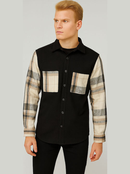 Long-sleeved Shirt Checked Black