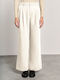 Women's High-waisted Fabric Trousers Loose Fit Sub-white
