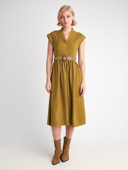 Sommer Midi Kleid Khaki