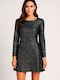 Mini Evening Dress Satin Silver