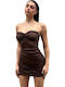 Summer Mini Evening Strapless Brown Dress