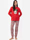Disney Set Pijamale pentru Femei Red Happy Christmas