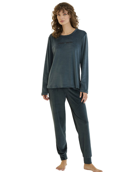 Mihra Winter Women's Pyjama Set Petrol