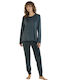 Mihra Winter Women's Pyjama Set Petrol