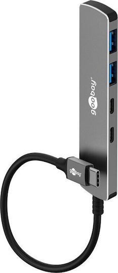 Goobay USB Hub 4 Ports USB 3.2 with Connecting to a Computer USB-C / USB-A Gray