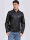 Collar Sheep Leather Jacket Black