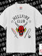 Hellfire Club Stranger Things Classic T-shirt Double Stitching Without Side Seams White 100% Cotton Vegan & Oeko-tex Certified