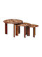 Round Side Table Wooden Multicolour 3 Pieces M54xW54xH40cm
