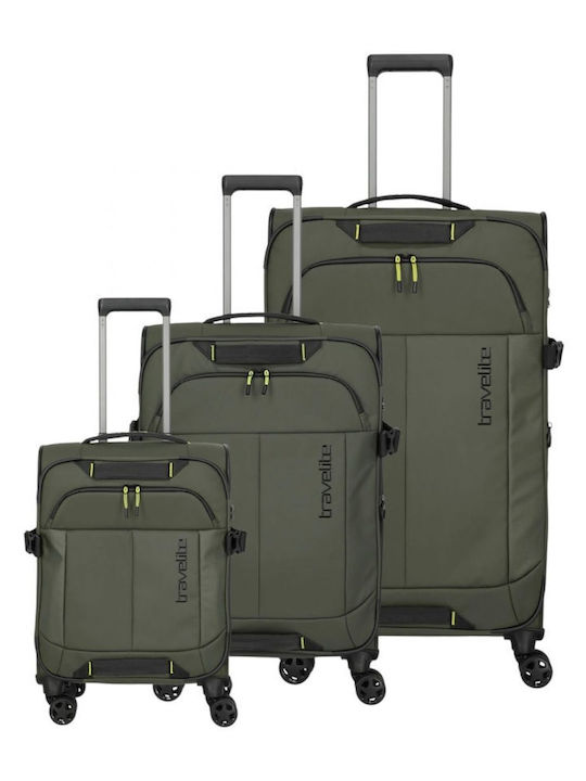 Travelite Βαλίτσες Ταξιδιού Υφασμάτινες Χακί με 4 Ρόδες