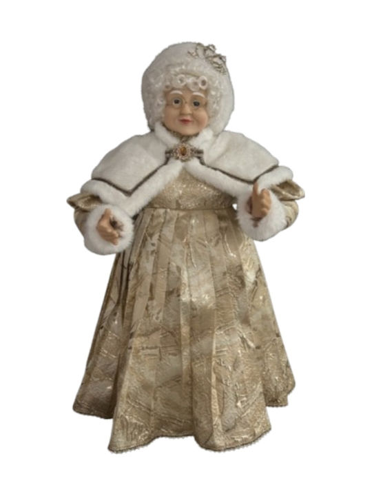 Christmas Decorative Figure Mrs Claus Glass & Gold Dress 60cm