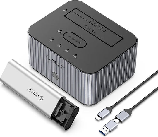 Orico Сторидж HDD/M.2 Док 2 Гнезда Офлайн Клониране 2.5 3.5 M.2 NVMe USB-C/USB-A IT28E-C-EU-GY