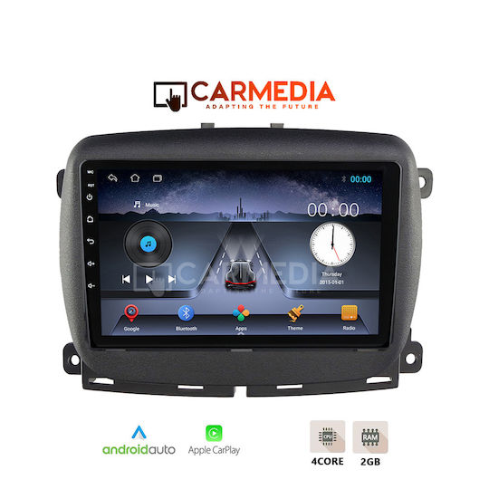 Carmedia Auto-Audiosystem für Fiat 500 2016 mit Touchscreen 9" Bluetooth USB Eingebautes Wi-Fi GPS Apple CarPlay Android Auto