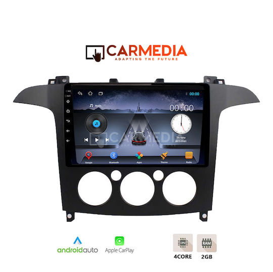 Carmedia Ηχοσύστημα Αυτοκινήτου για Ford S-Max 2006-2014 με A/C (Bluetooth/USB/WiFi/GPS/Apple-Carplay/Android-Auto) με Οθόνη Αφής 9"