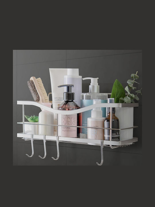 Kincmax Shower Shelf Montat pe perete Raft Baie Metal 32x13x14cm Gri