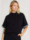 Women's Sweater with 3/4 Sleeve Black