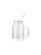 Vialli Design Glass Water made of Glass in White Color with straw 600ml