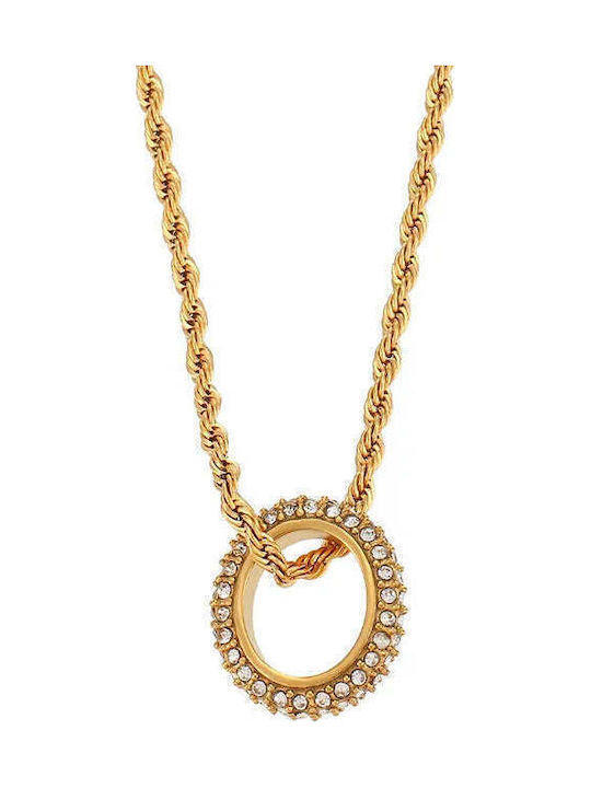 Charmy Necklace from Gold Plated Steel with Zircon