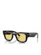 Ray Ban Wayfarer Unisex Sunglasses with Black Plastic Frame and Yellow Lens