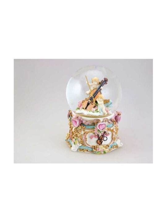 Musical Snow Globe Angels Playing Violin Music Box