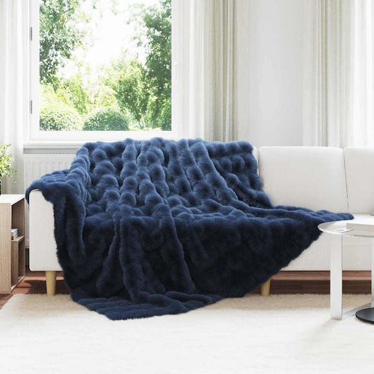 vidaXL Furry Blanket Double 240x270cm Light Blue Blue