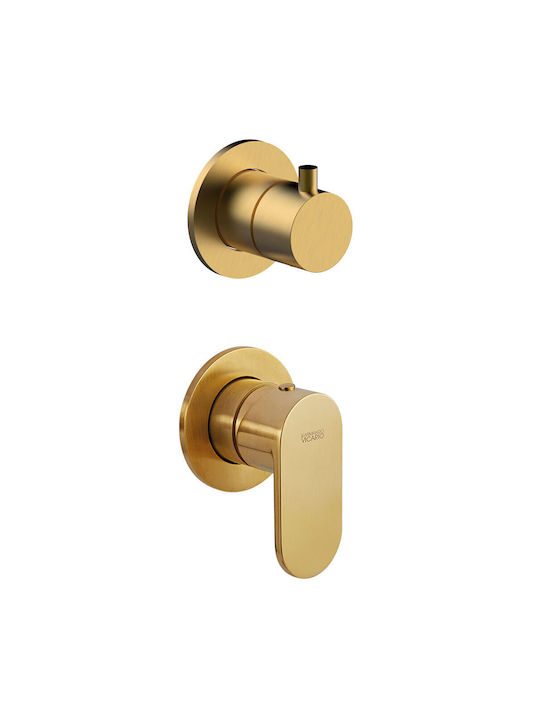 Eingebaute Wasserhähne 2/3 Ausgänge Armando Vicario Slim 500050-201+500075-201 Gold Gebürstet Matt Set