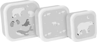 Saro Polar Bear Πλαστικό Παιδικό Σετ Φαγητού 0.55lt Γκρι