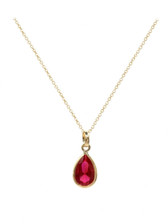 Halskette mit Design Träne aus Gold 9 K mit Zirkon