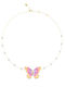 Guess Necklace with design Butterfly from Gold Plated Steel with Pearls