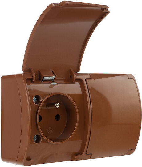 N T Double Socket 2x2p+ Ip44 Braz