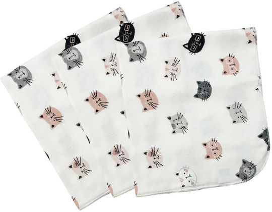 Bunny Bebe Swaddle Blanket Γατούλες 80x80εκ. 3buc