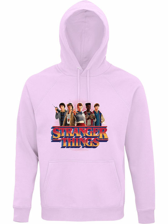 Kinder-Sweatshirt mit Kapuze Creamy Pink Stranger Things Season 5 Main Crew 80's Style Group