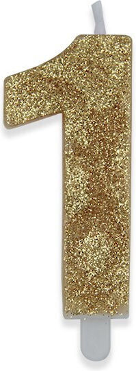 Κερί 1 Μεταλλικό Χρυσό Glitter 9 Εκ