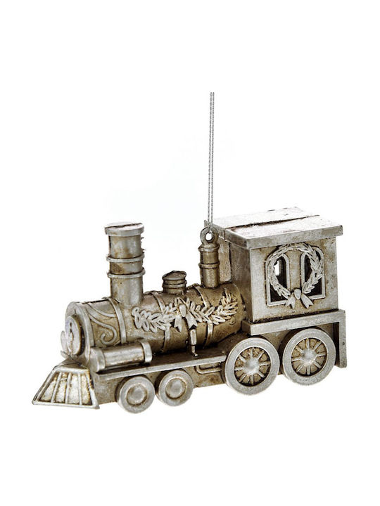 Hanging Train Ornament 7 Cm Set 6 Pieces Silver 67073