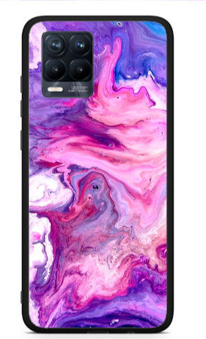 Realme 8 Husa Lucioasă Neagră Marble Art