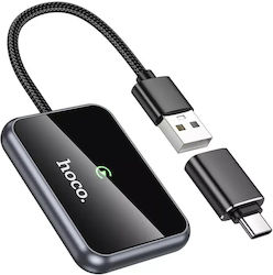 Безжичен Адаптер За Carplay Usb A Usb C Hoco Hu1 – Черен