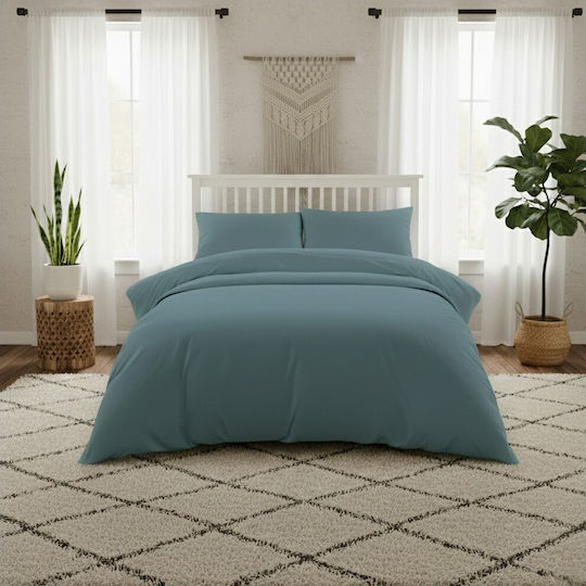 Melinen Lavish Σεντόνι King Size με Λάστιχο 180x200+35εκ. Dark Aqua