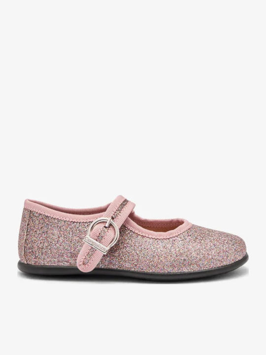 Παιδικές Μπαλαρίνες mit verstellbarer Metallschließe Leder Rosa