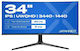 Japannext JN-IPS340UWQHD60C-C65W-HS Ultrawide IPS HDR Curved Monitor 34" QHD 3440x1440