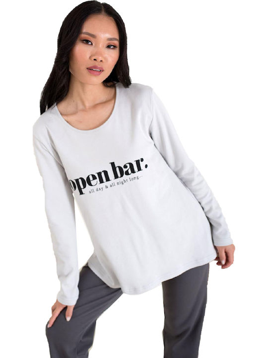 Happy Family Winter Women's Pyjama Set Light Grey