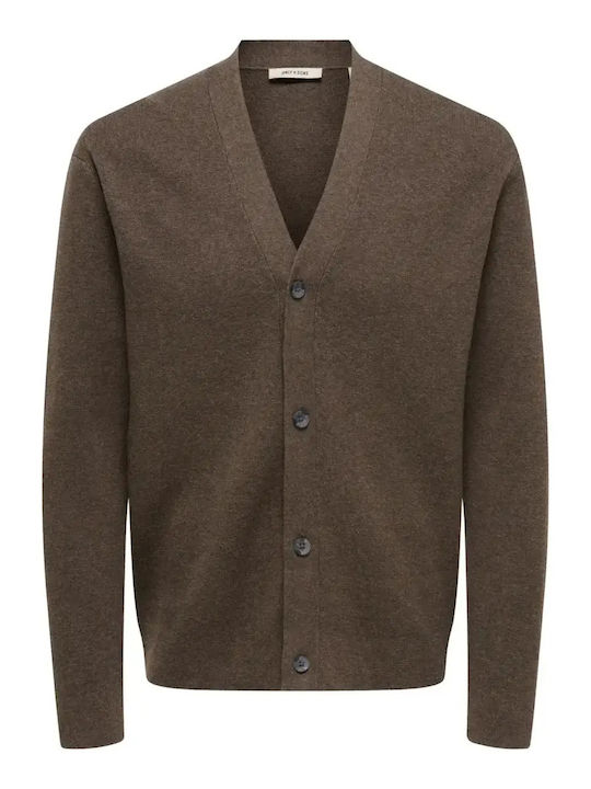 Herren Strickjacke mit Knöpfen Coffee Bean