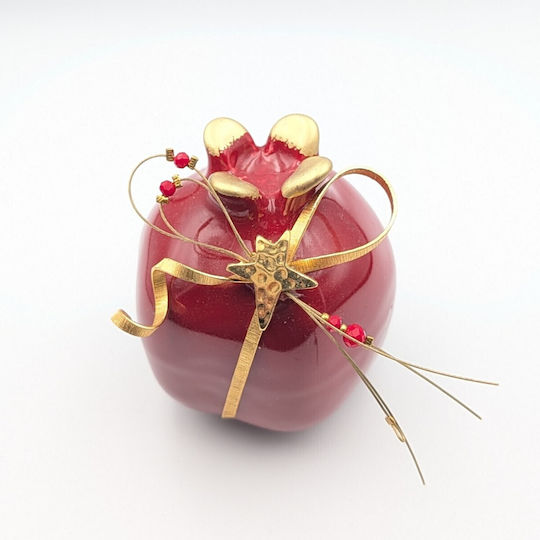 Grekas Home Handmade Tabletop Lucky Charm Pomegranate Red Ceramic 9cm 1pcs