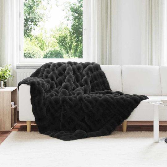 vidaXL Pelzige Decke Moni 150x220cm Schwarz