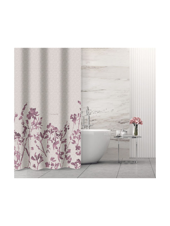 Guy Laroche Romance Shower Curtain Fabric with Hooks 240x185cm Romance Melanze