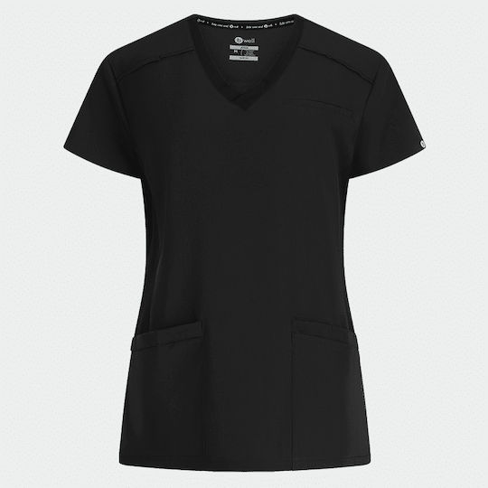 bwell Women's Black Medical Blouse