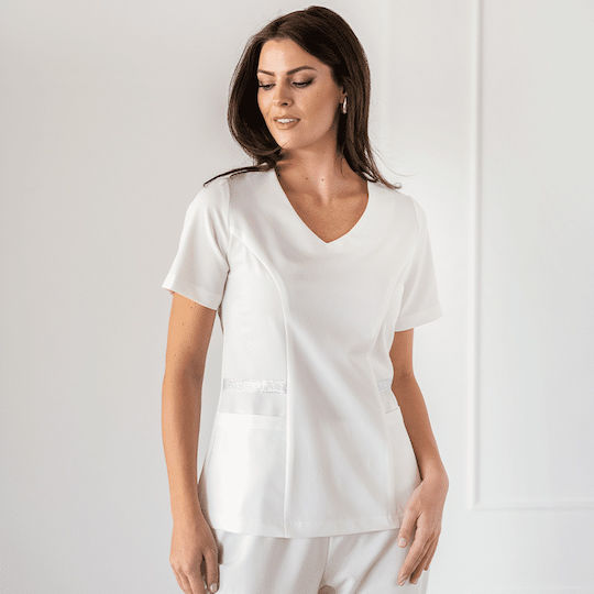 bwell Women's White Medical Blouse