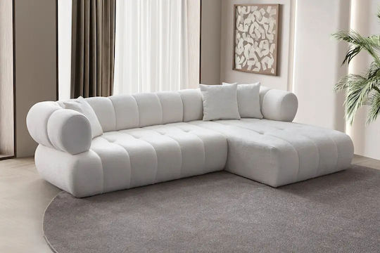 Petra Γωνιακός Καναπές με Δεξιά Γωνία Λευκό 280x90x70εκ.