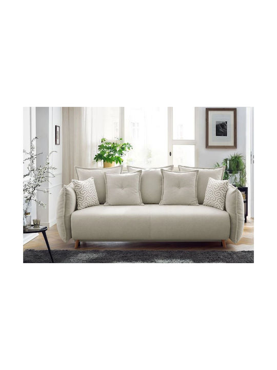 Puffy Τριθέσιος Καναπές Κρεβάτι Cream 235x98x95εκ.