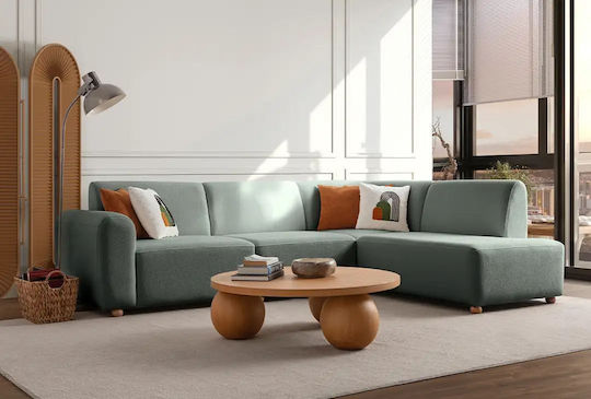 S-loft Colțar Canapea Cu Colțul Din Dreapta Verde Marin 206x290x85cm