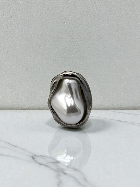 Damen Ring mit Perlen aus Stahl